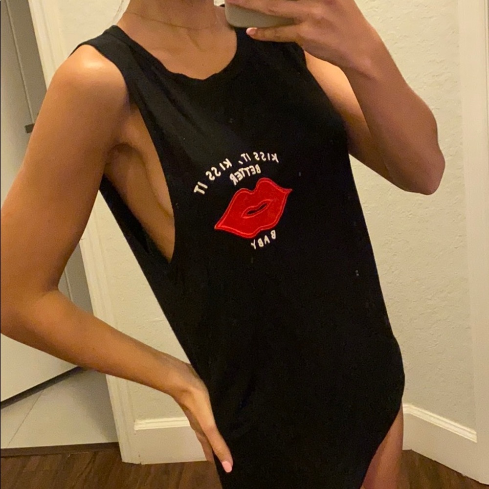 Women’s black top with lips